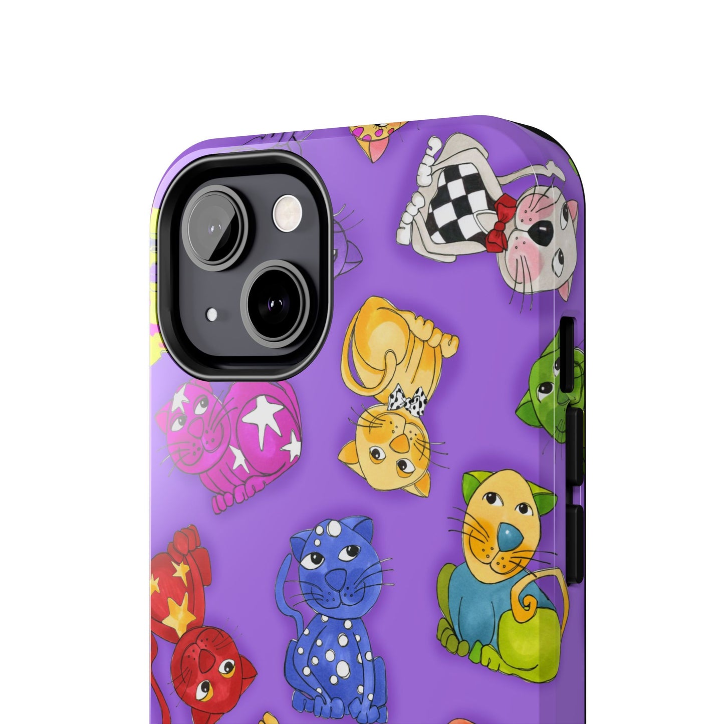 Tossed Happy Cats Purple Phone Case