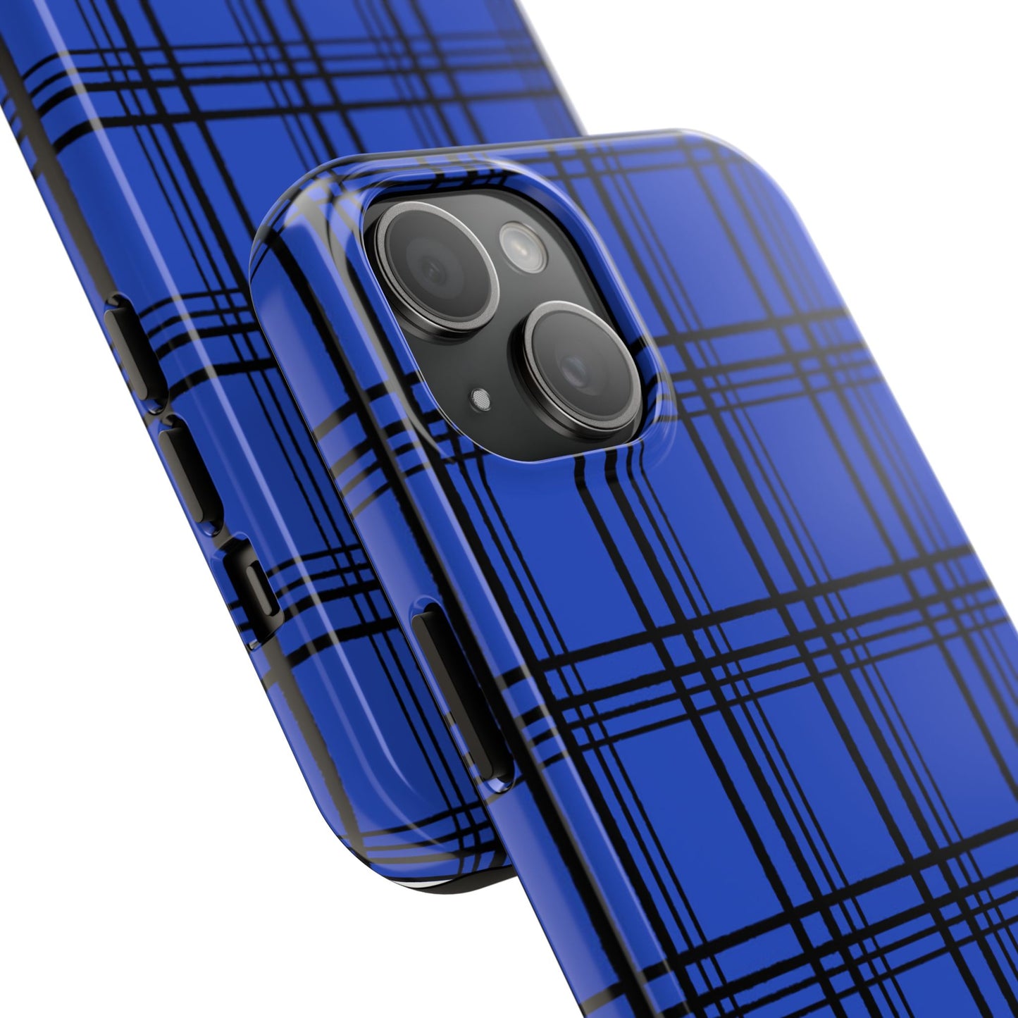 Glad Plaid Blue / Black Phone Case