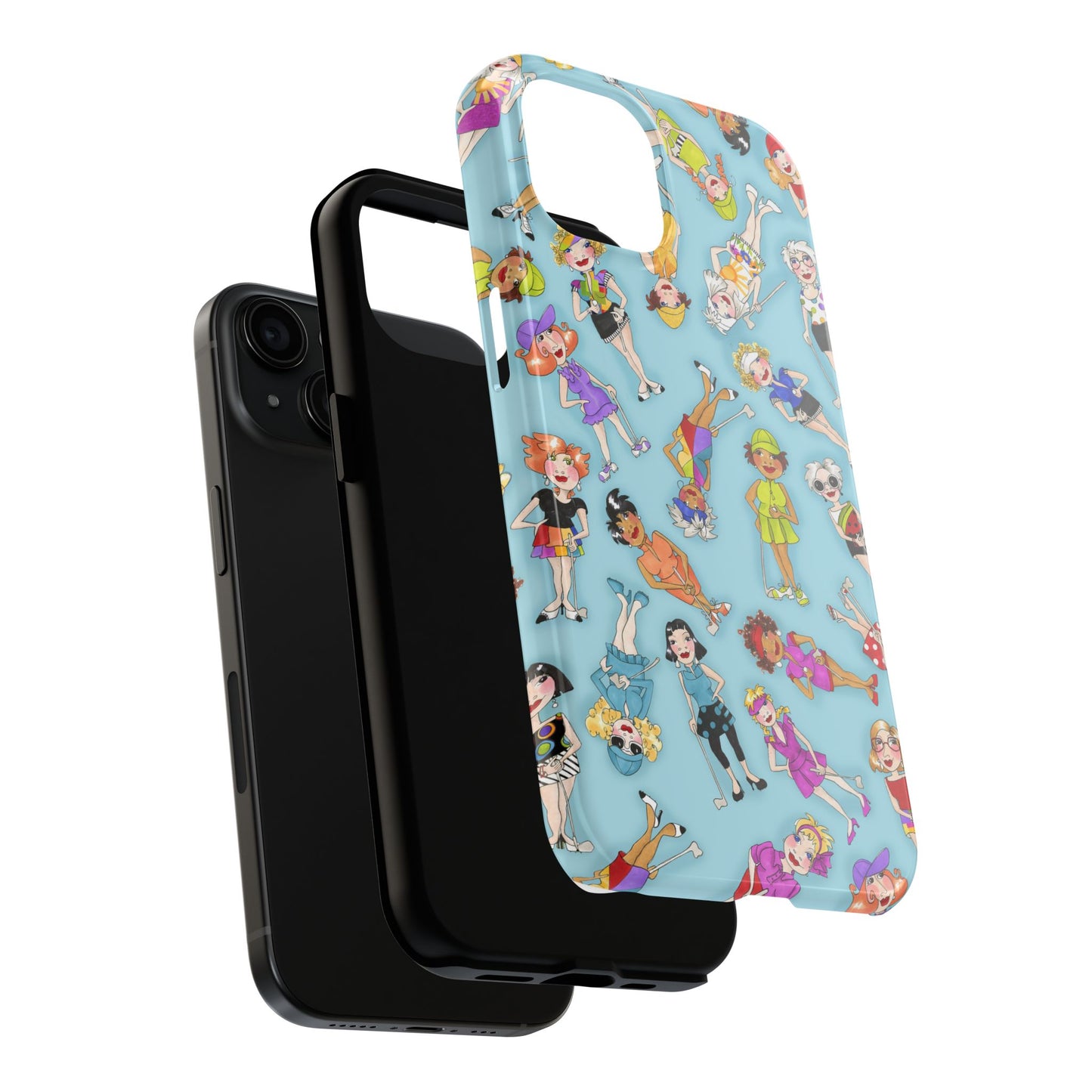 Tossed Golfer Girls Turquoise Phone Case