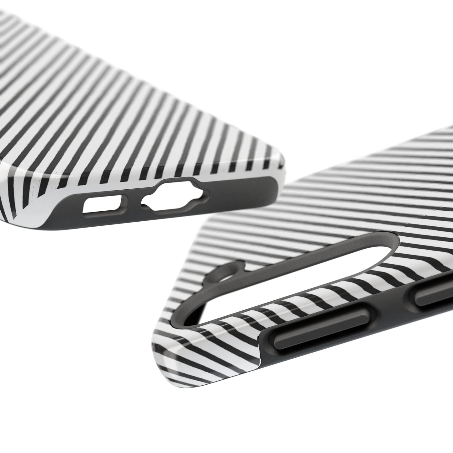 Diagonal Stripe White / Black Phone Case