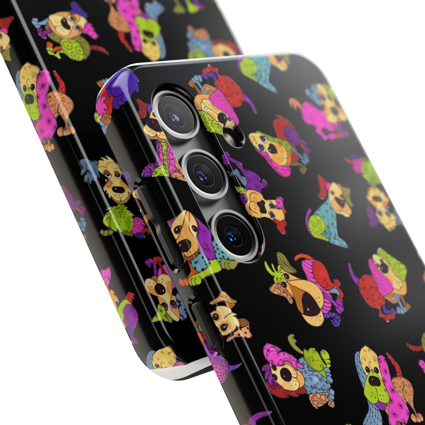 Tossed Happy Dogs Black Phone Case