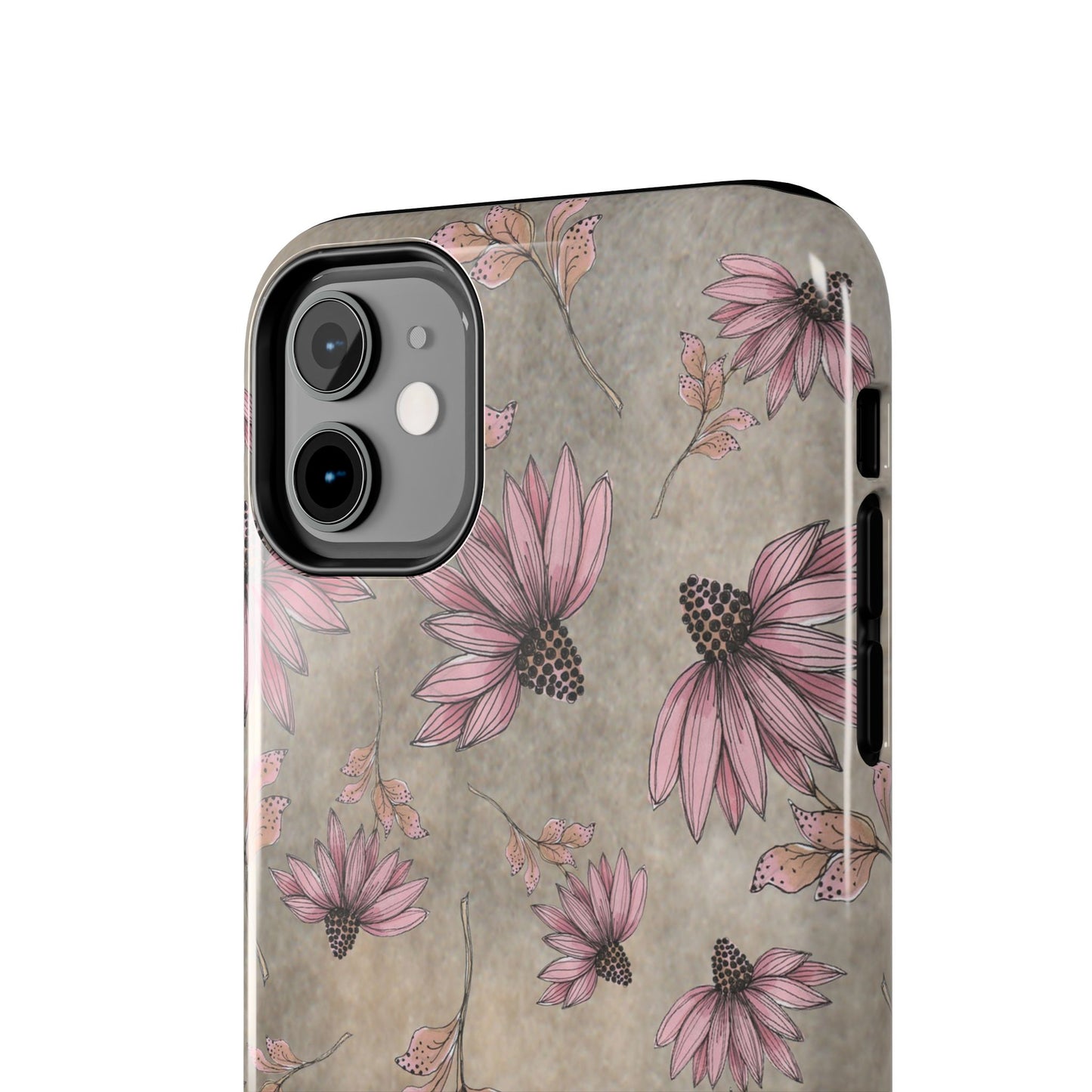 Wild Cone Flowers Taupe Marble Phone Case