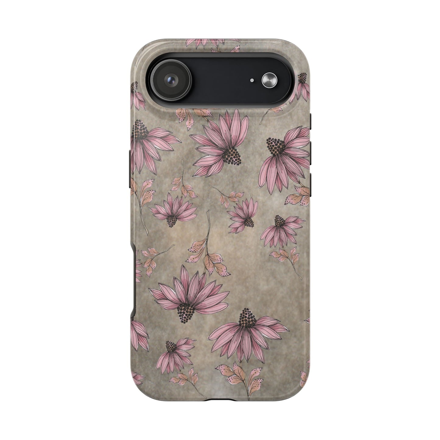 Wild Cone Flowers Taupe Marble Phone Case
