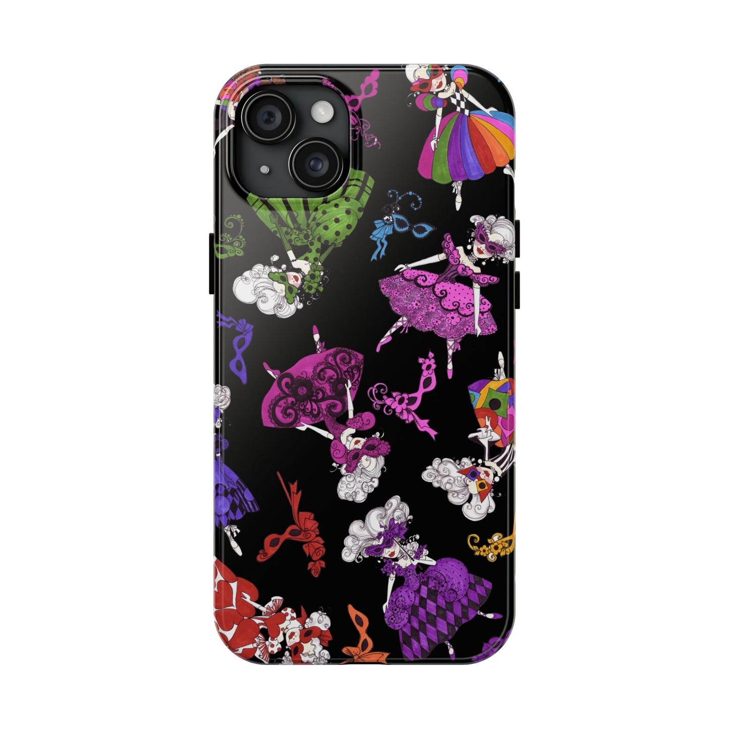 Tossed Masquerade Ladies Black Phone Case