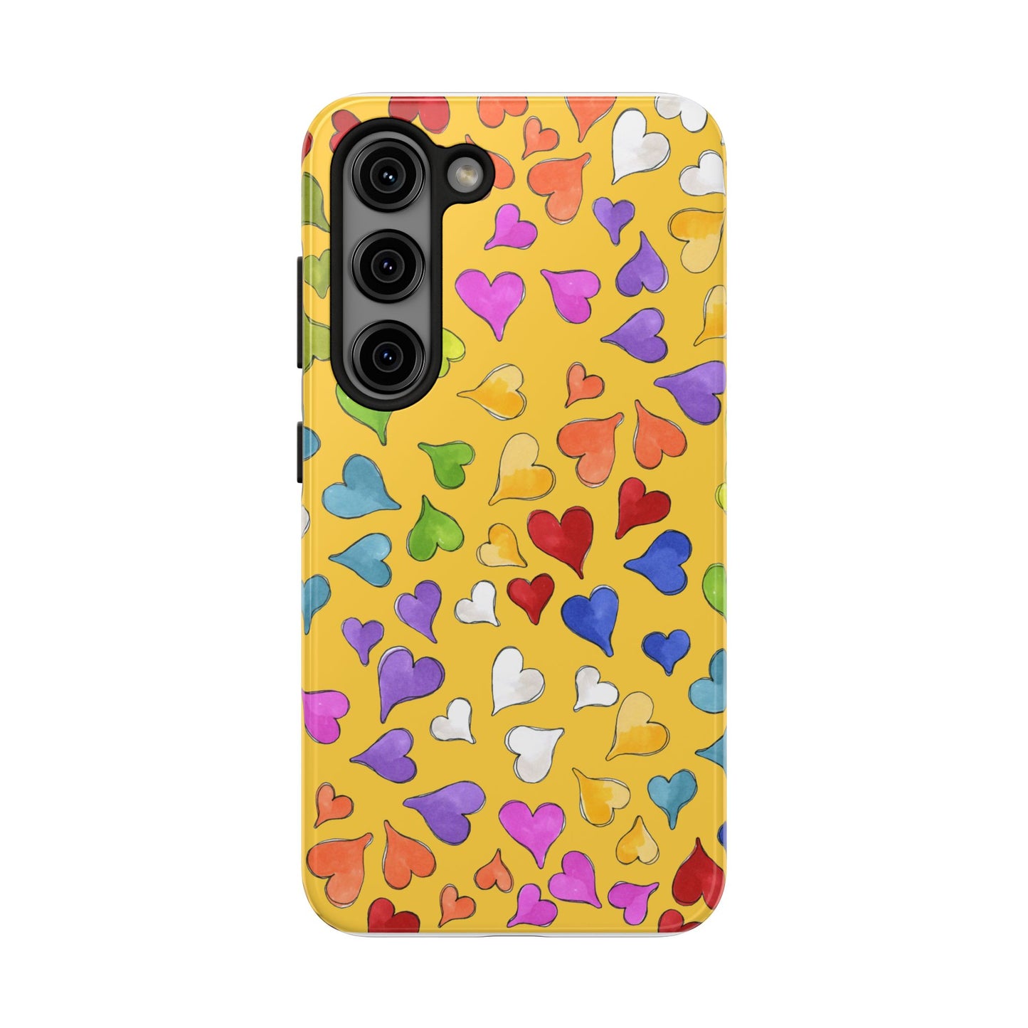 Happy Hearts Yellow Phone Case