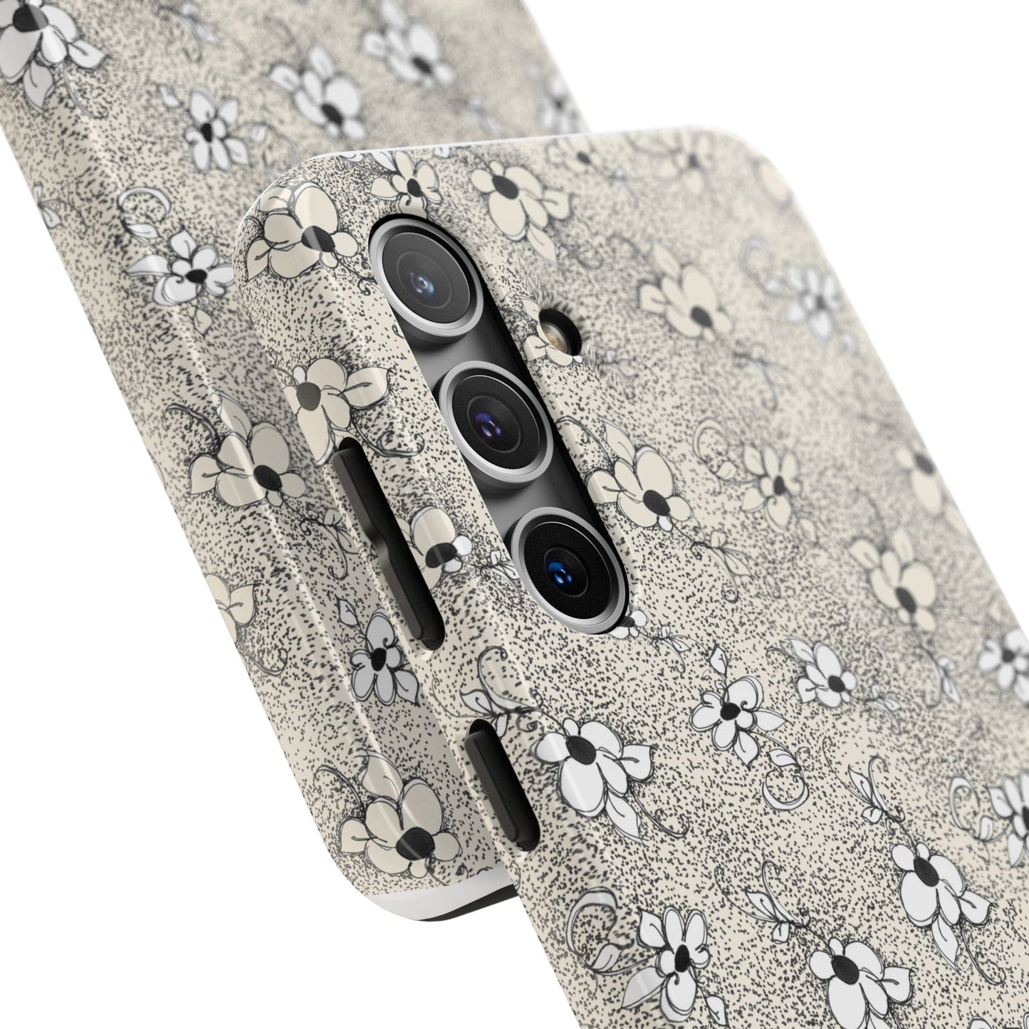 Daisy Flecks Ivory / Black Phone Case