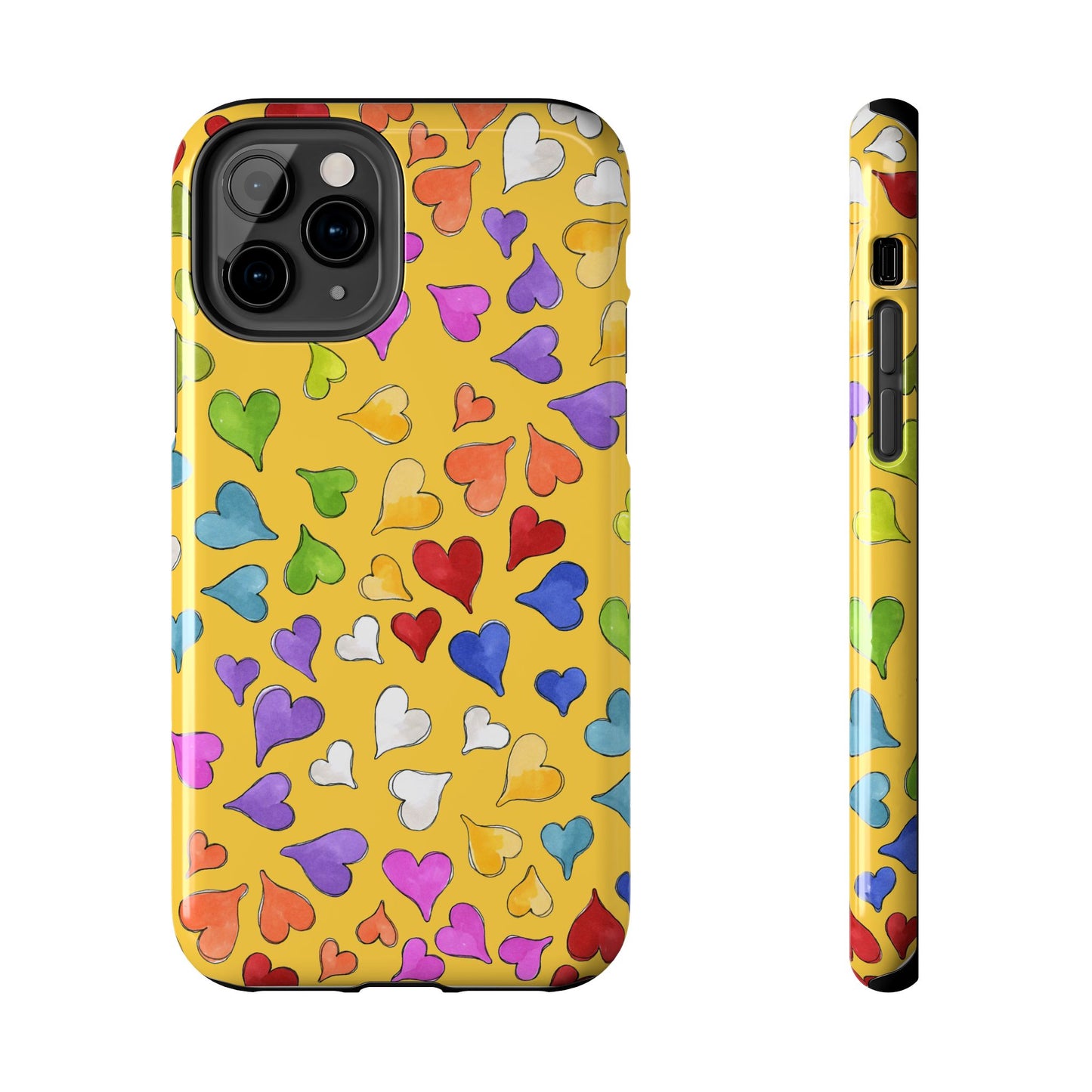 Happy Hearts Yellow Phone Case