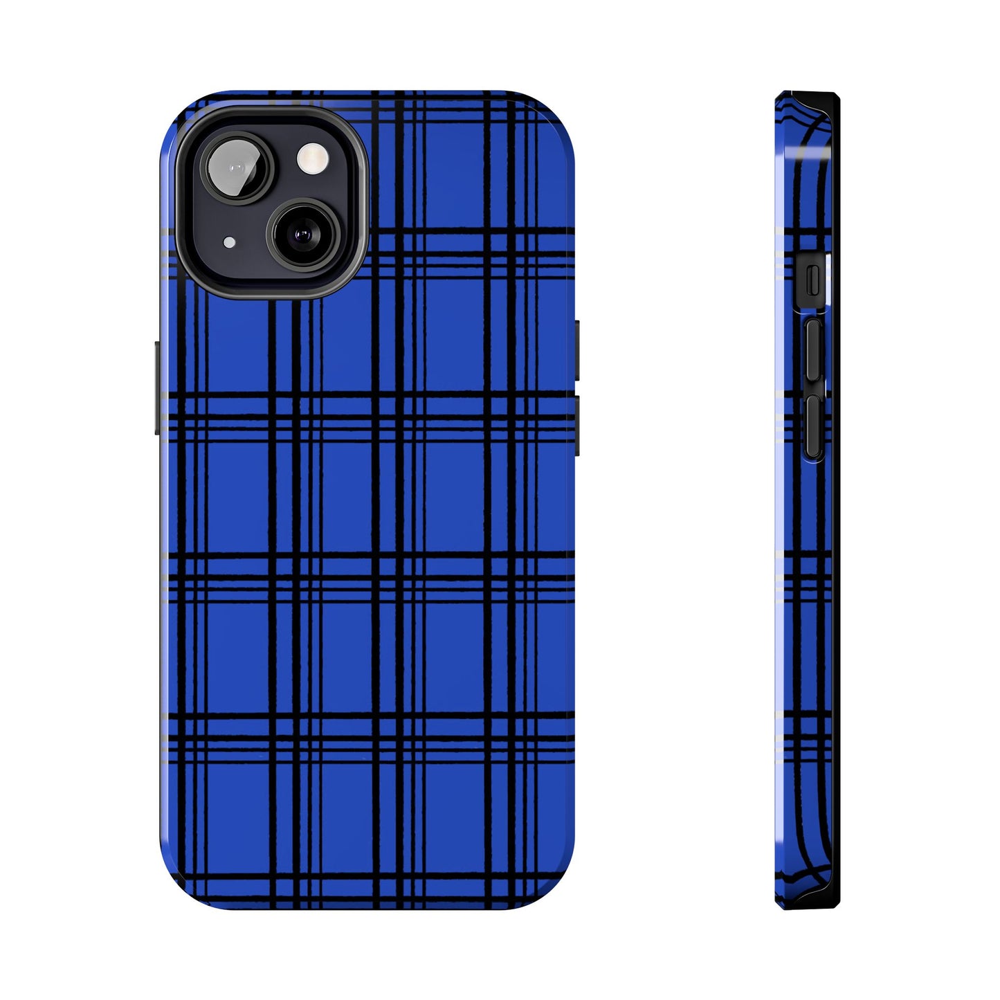 Glad Plaid Blue / Black Phone Case