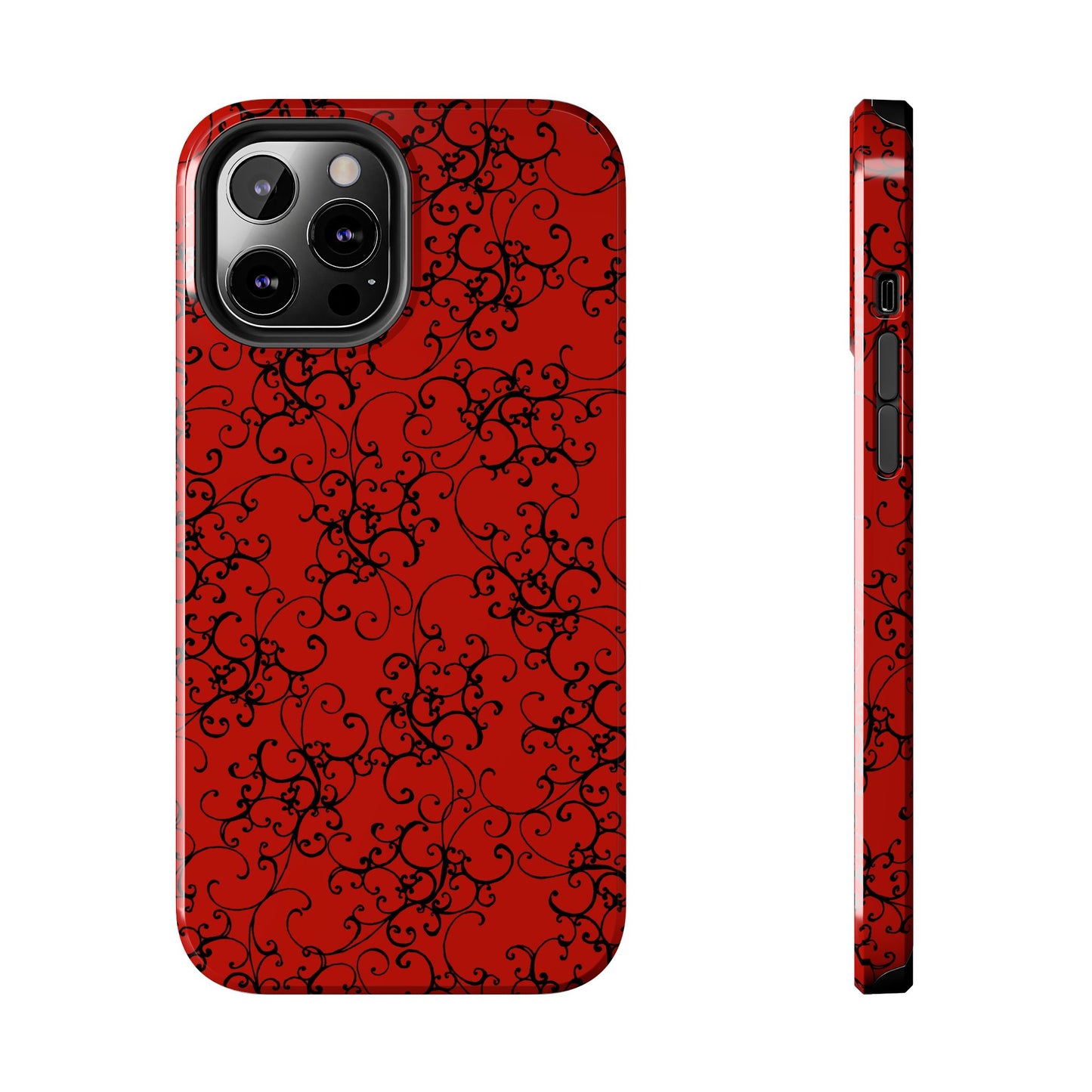 Elegant Scroll Red / Black Phone Case