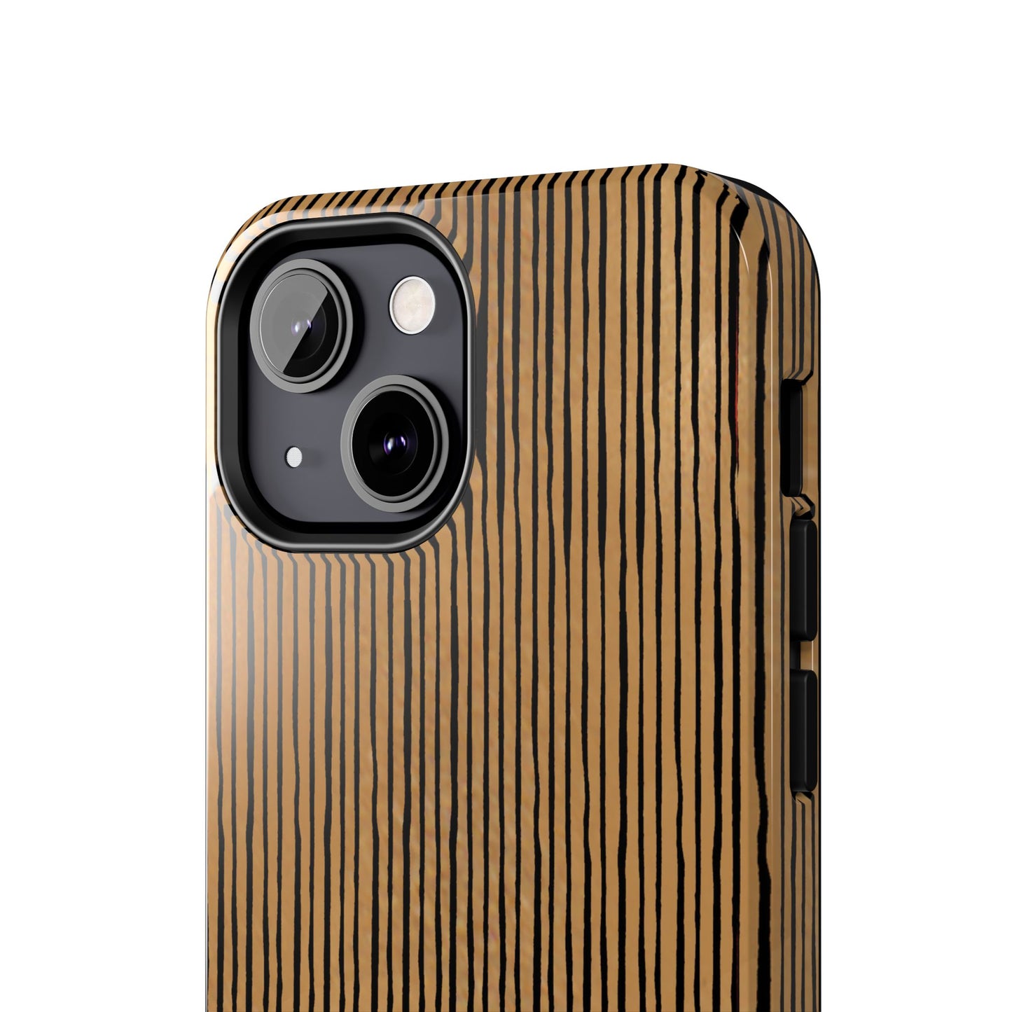 Quirky Pin Stripe Tan / Black Phone Case