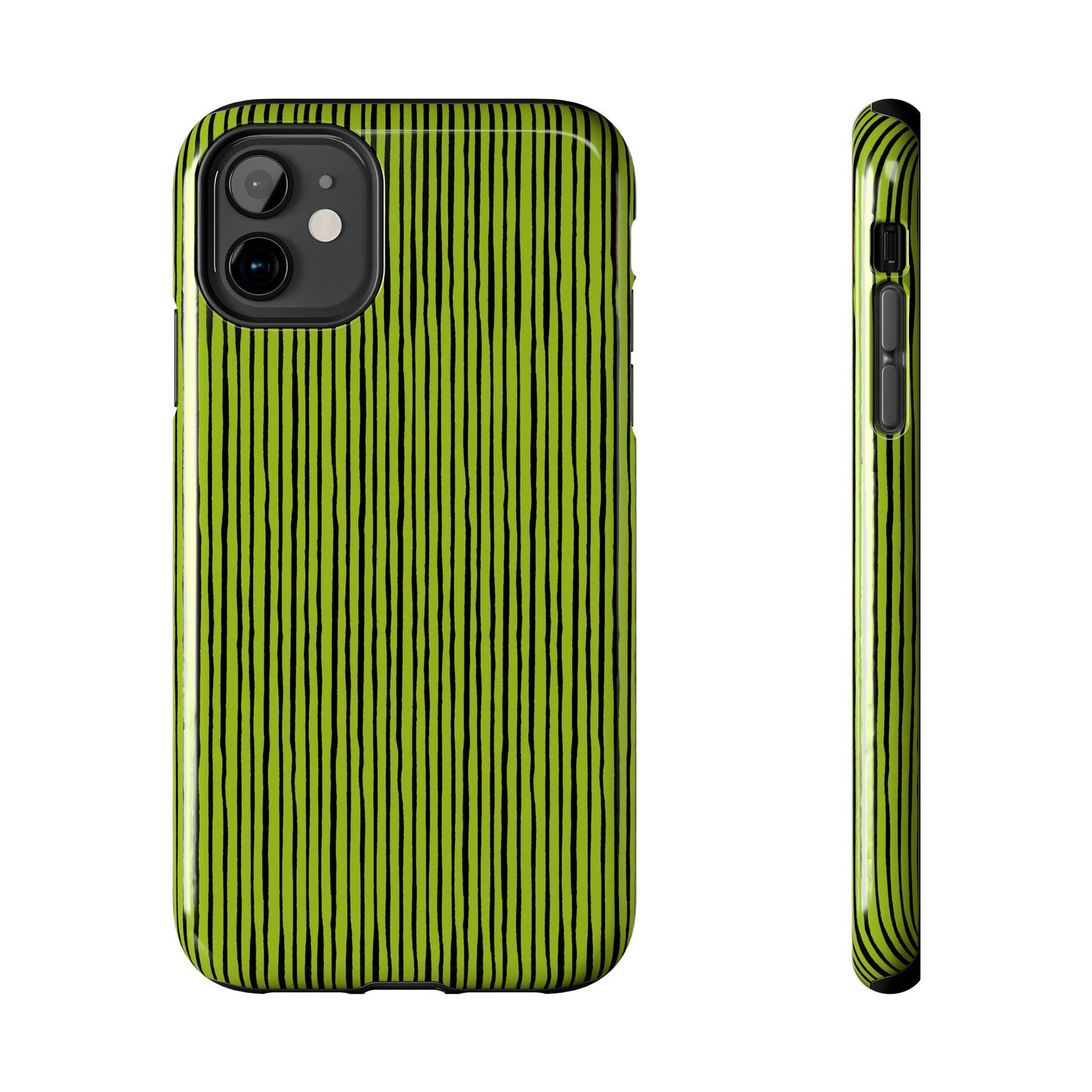 Quirky Pin Stripe Green / Black Phone Case
