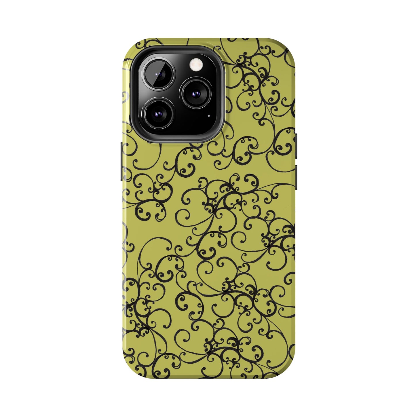 Elegant Scroll Green / Black Phone Case