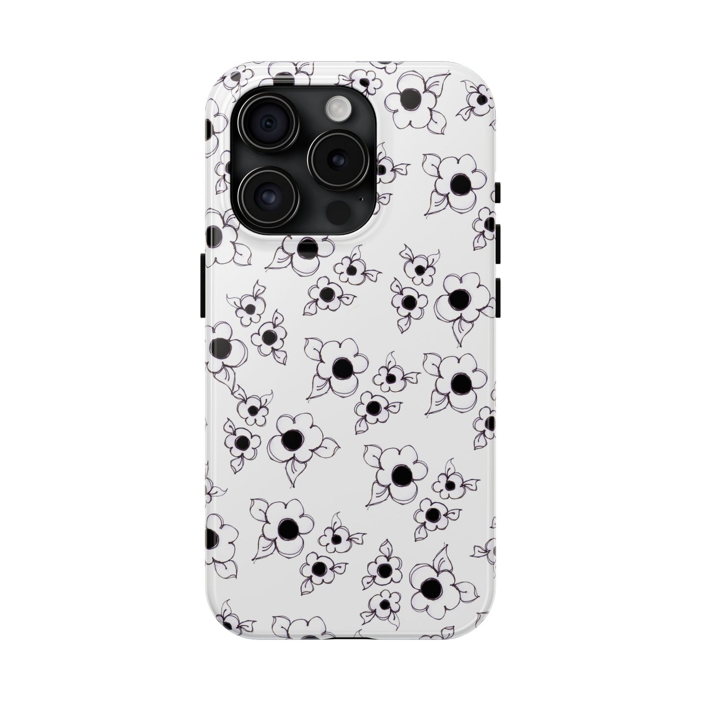 Daisy Cluster White / Black Phone Case