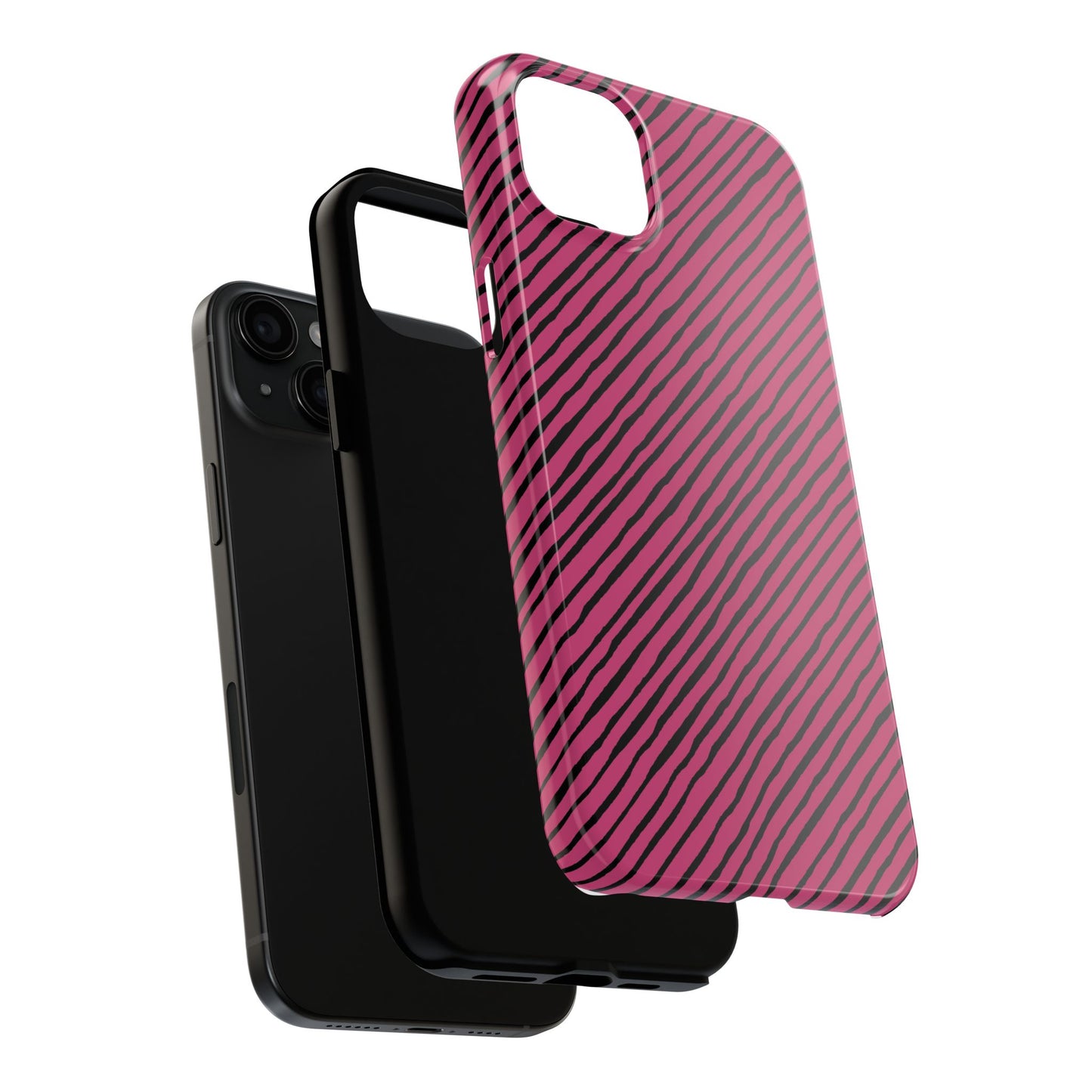 Quirky Bias Stripe Magenta / Black Phone Case