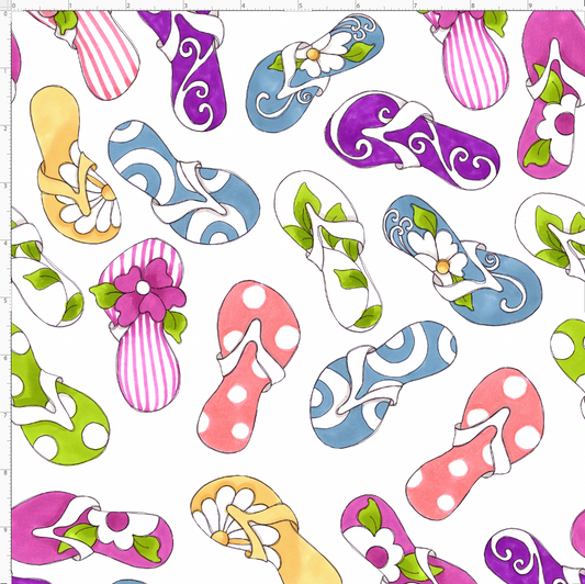 Flip Flops White Fabric