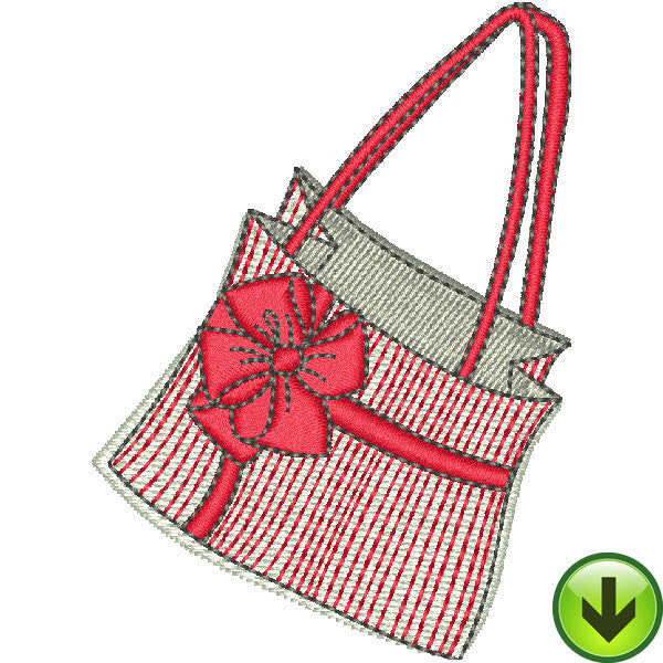 Serious Shopper Red Bag Embroidery Design | DOWNLOAD