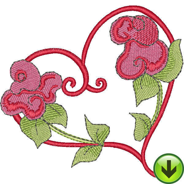 Two Flower Heart Embroidery Design | DOWNLOAD