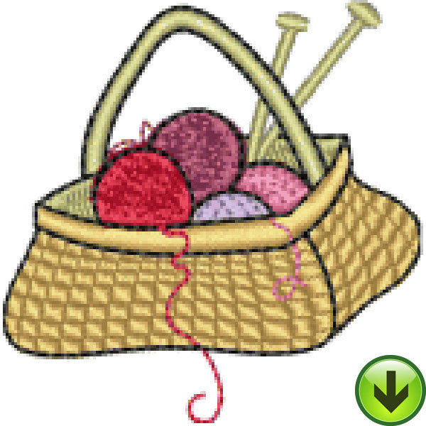 Lela Knitting Basket Embroidery Design | DOWNLOAD