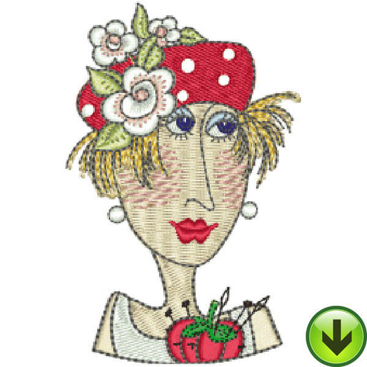 Pincushion Lady Mugshot Embroidery Design | DOWNLOAD