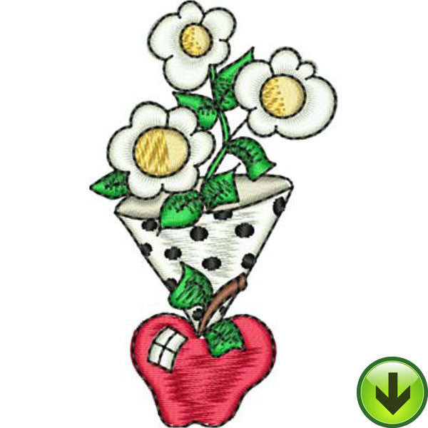 Polka Apple Vase Embroidery Design | DOWNLOAD
