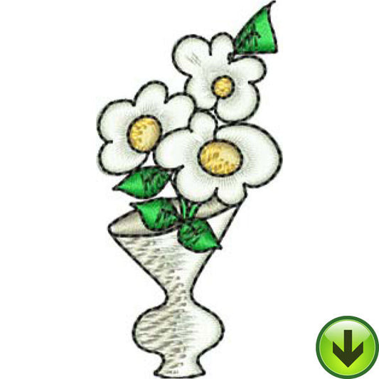 Three Daisy Vase Embroidery Design | DOWNLOAD