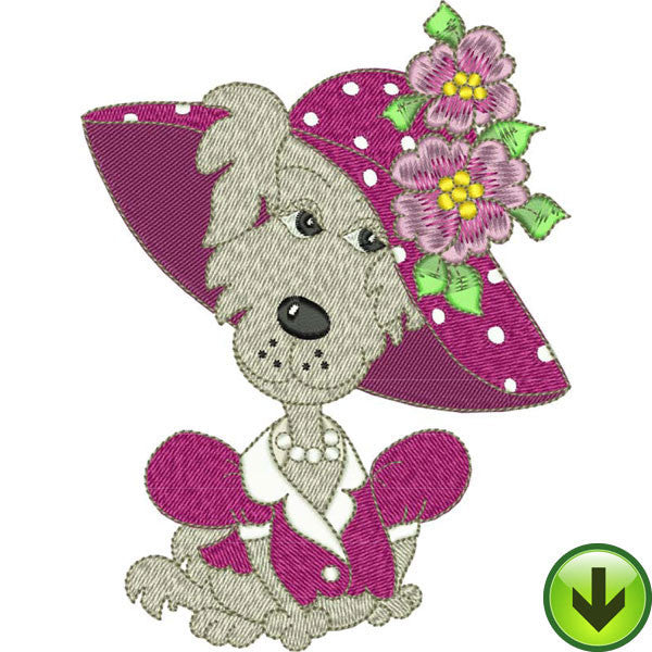 Fuchsia Dog Embroidery Design | DOWNLOAD