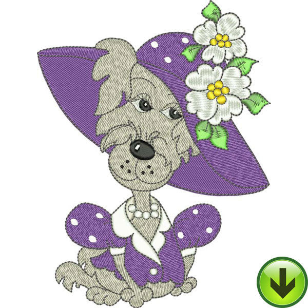 Violet Dog Embroidery Design | DOWNLOAD