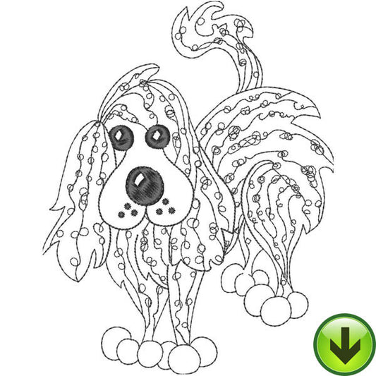 Scribble Stripe Dog Embroidery Design | DOWNLOAD