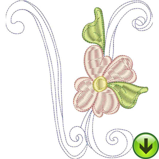 V Upper Case Embroidery Design | DOWNLOAD
