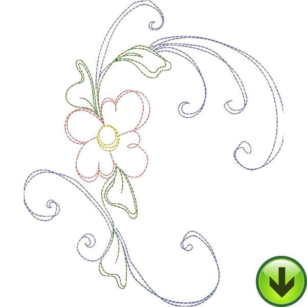 Seven Daisy Swirl A Embroidery Design | DOWNLOAD