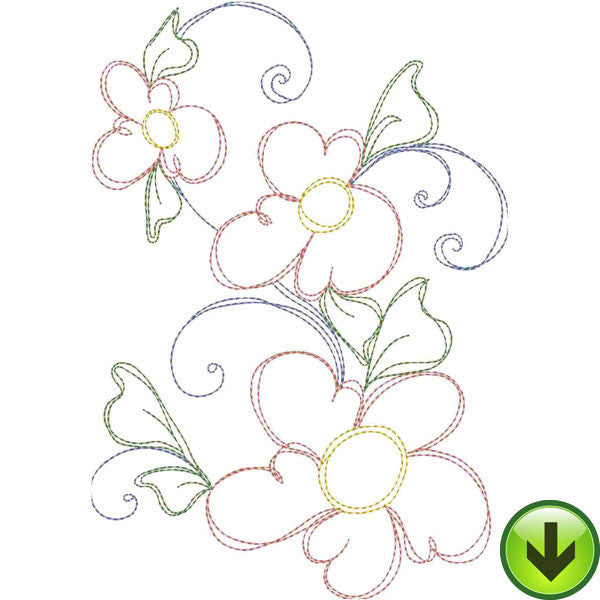 Seven Daisy Swirl B Embroidery Design | DOWNLOAD