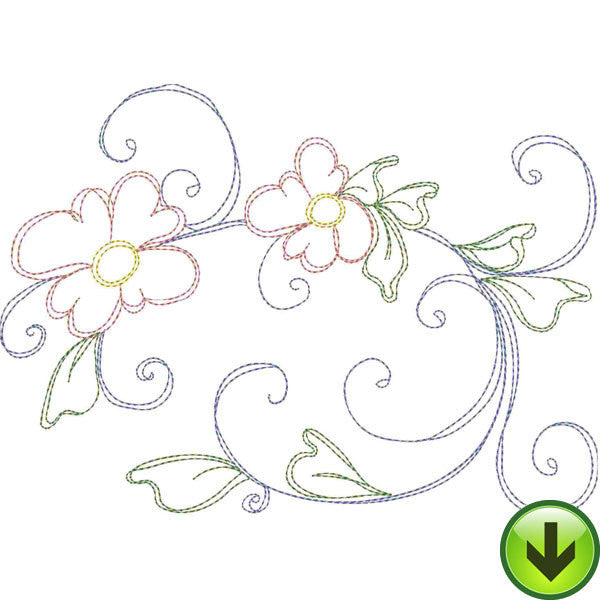 Seven Daisy Swirl D Embroidery Design | DOWNLOAD
