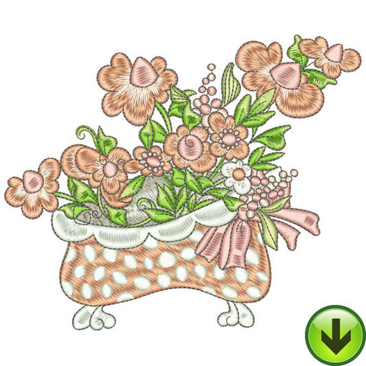 Blooming Bathtub Embroidery Design | DOWNLOAD