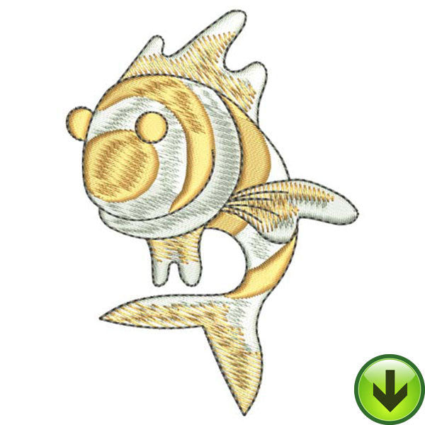 Gold Stripe Flipper Fish Embroidery Design | DOWNLOAD
