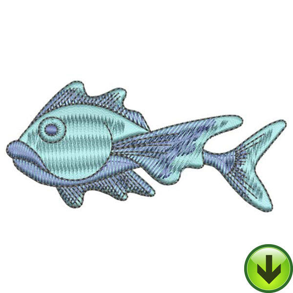 Blue Squirrel Fish Embroidery Design | DOWNLOAD