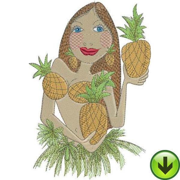 Pineapple Princess Embroidery Design | DOWNLOAD