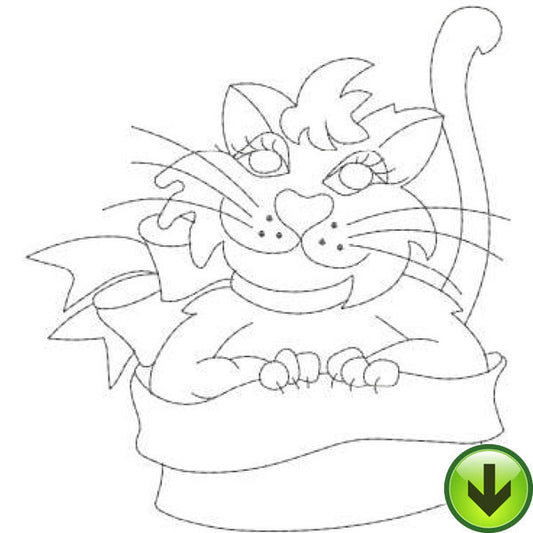 Kitty Caper Embroidery Design | DOWNLOAD