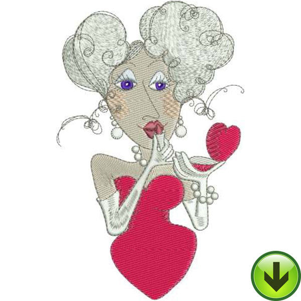 Lady in Red 1 Embroidery Machine Design Collection