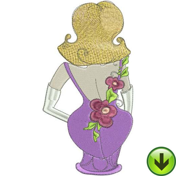 Lady Vase Machine Embroidery Design | Download
