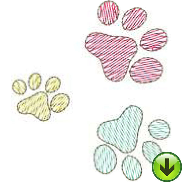 Paw Prints Machine Embroidery Design | Download