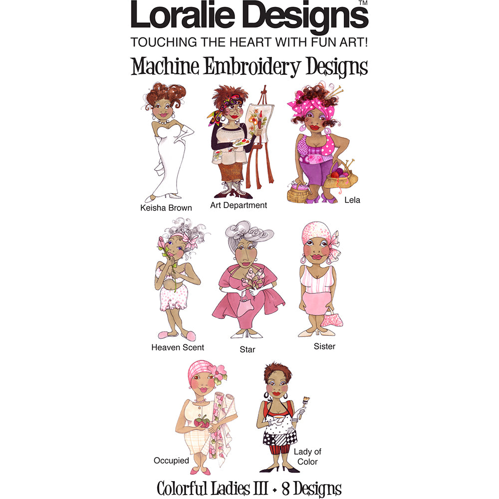 Colorful Ladies 3 Embroidery Machine Design Collection