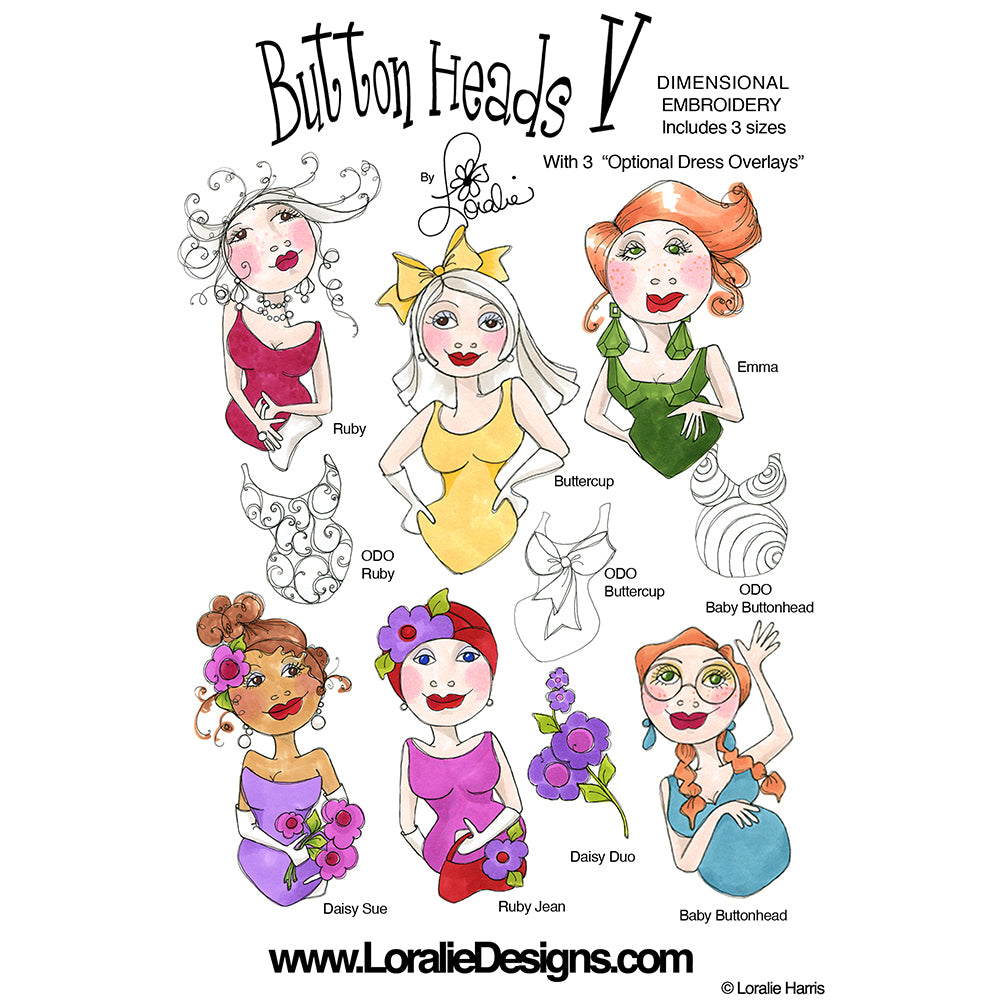 Button Heads 5 Embroidery Machine Design Collection